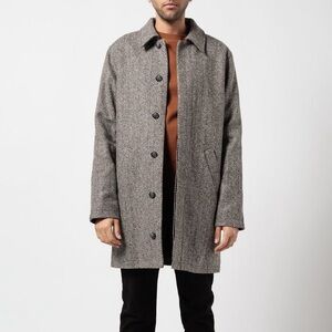 APC Pete Long Herringbone Coat in Anthracite S
